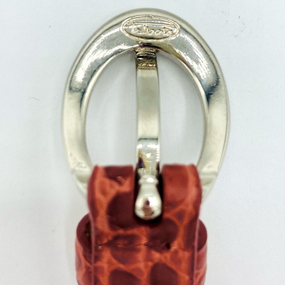 Talbots Croc-Embossed Brown Belt with Silver Buckle - Picture 5 of 10